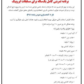 دانلود برنامه تمرینی کامل یک‌ساله برای مسابقات ایروبیک word و pdf